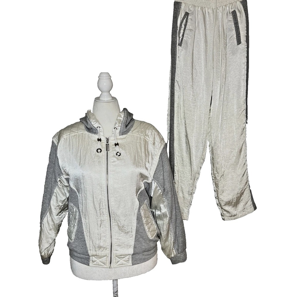 California Style Vtg Track Suit M Lined Jacket Hoodie Ankle Zip Pant Pockets 80s